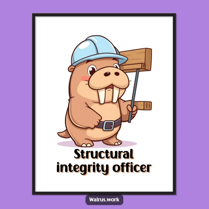 Funny Walrus Hard Hat Digital Art: High-Res Hilarious Decor for Any Space