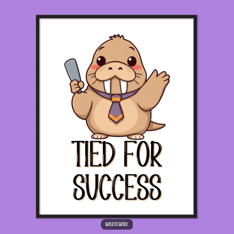 Funny Confident Walrus Digital Art - Askew Tie Printable Gift