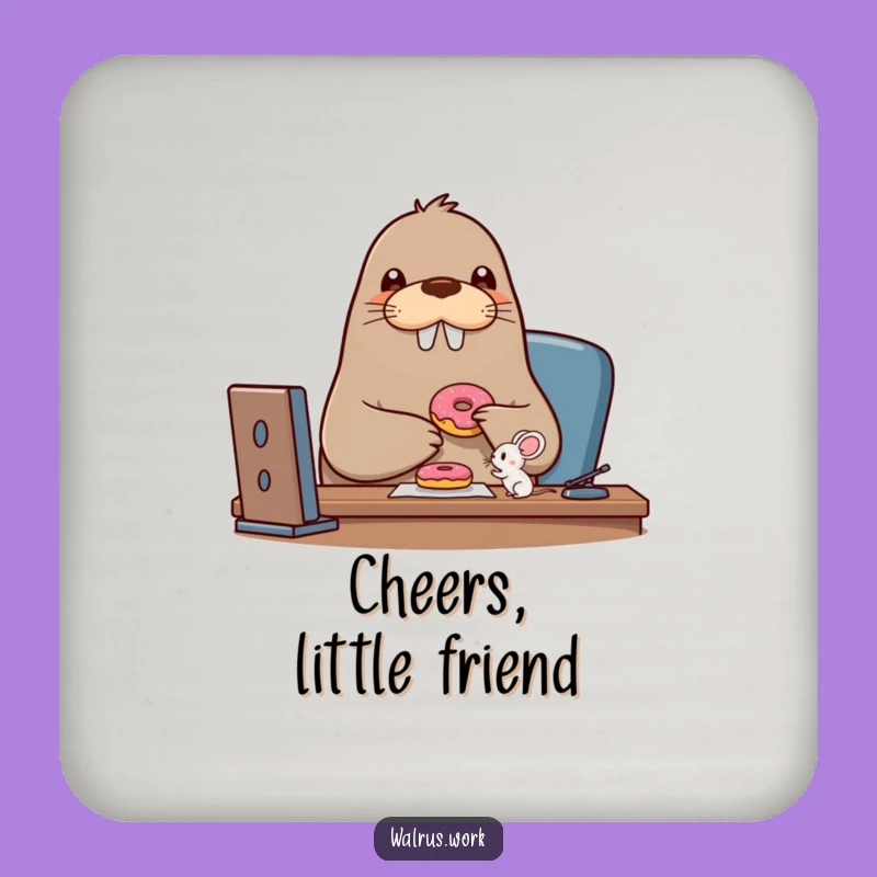 Funny Walrus Donut Coaster: Protect Surfaces with Smiles, Gift!