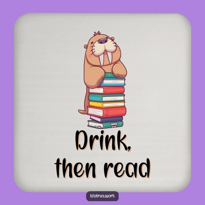 Funny Walrus Coaster: Book Stack Balance, Protect Surfaces Gift