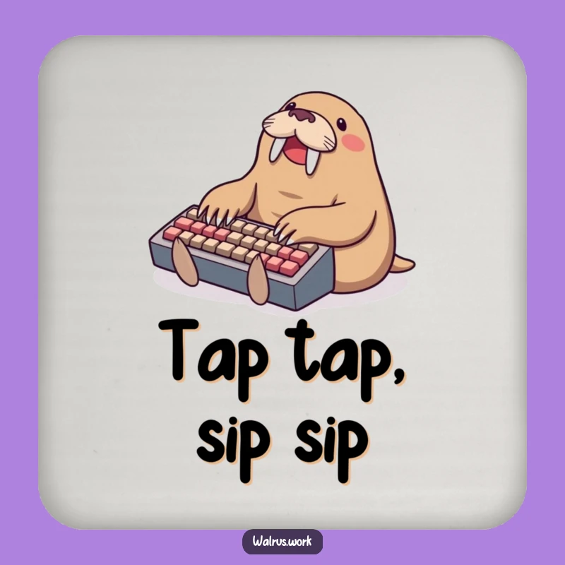 Funny Typing Walrus Coaster - Hilarious Protection for Your Tech Space