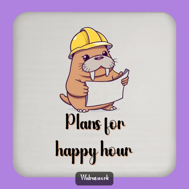 Funny Walrus Blueprint Drink Coaster - Protect Surfaces with Plans