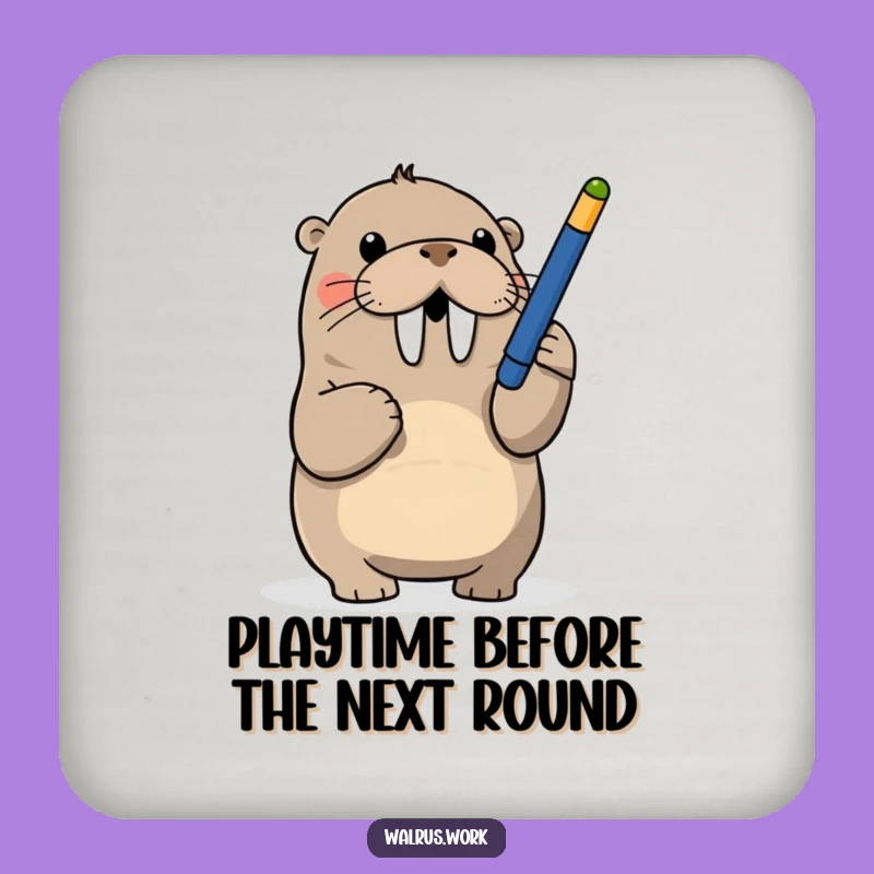 Funny Walrus Coaster: Playful Pen Batting Fun