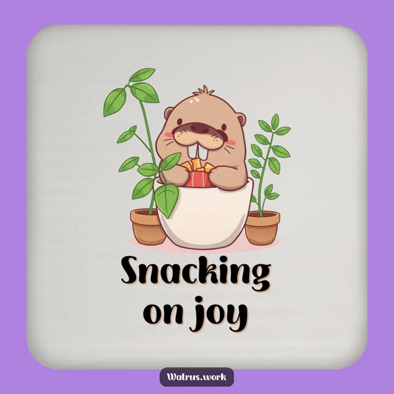 Funny Walrus Snack Hoarder Coaster: Protect Surfaces with Hilarious Hideout Art, Gift