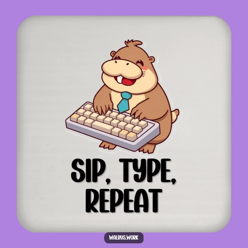 Funny Walrus Typing Coasters: Protect Surfaces with Office Humor