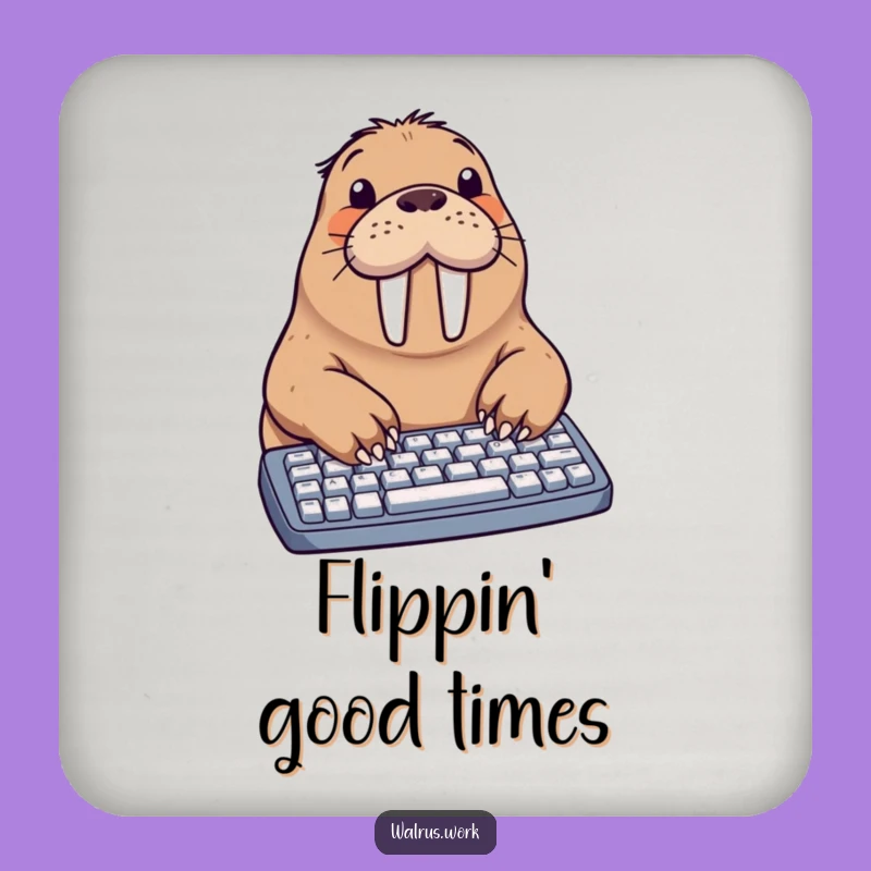 Funny Walrus Typing Drink Coaster: Protect Surfaces with Hilarious Office Style