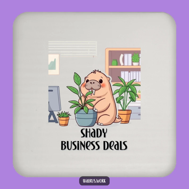Funny Office Walrus Drink Coaster - Protect Surfaces Playfully