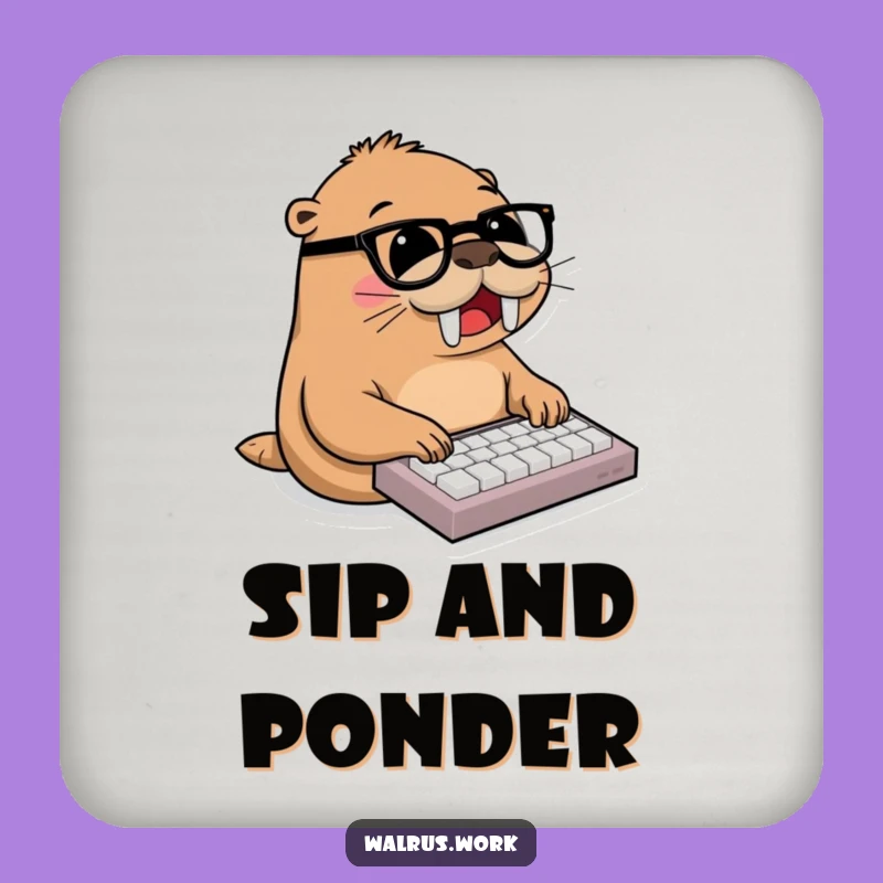 Funny Walrus Typing Keyboard Coaster - Hilarious Office Protection