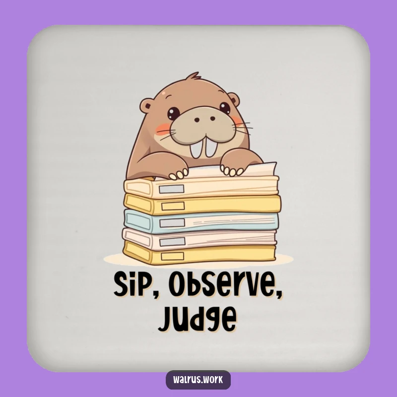 Funny Walrus Coaster - Curious Office Walrus Drink Protector, Hilarious Gift