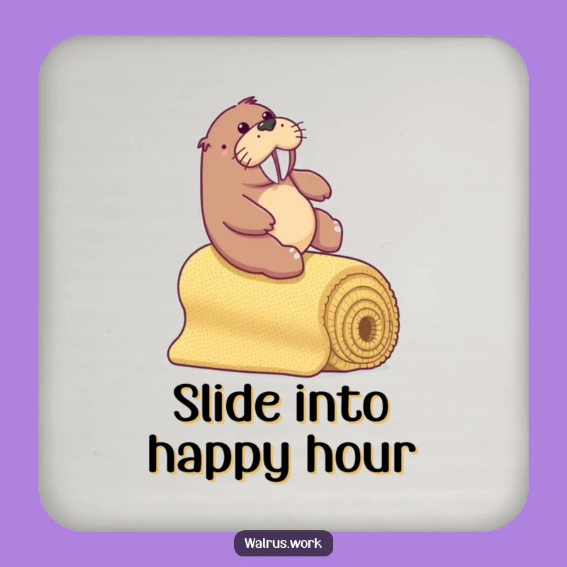 Funny Walrus Coaster - Office Carpet Slide Drink Protector, Hilarious Fun Gift