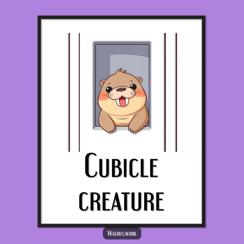 Funny Walrus Cubicle Peek Poster: Decorate with Hilarious Office Charm