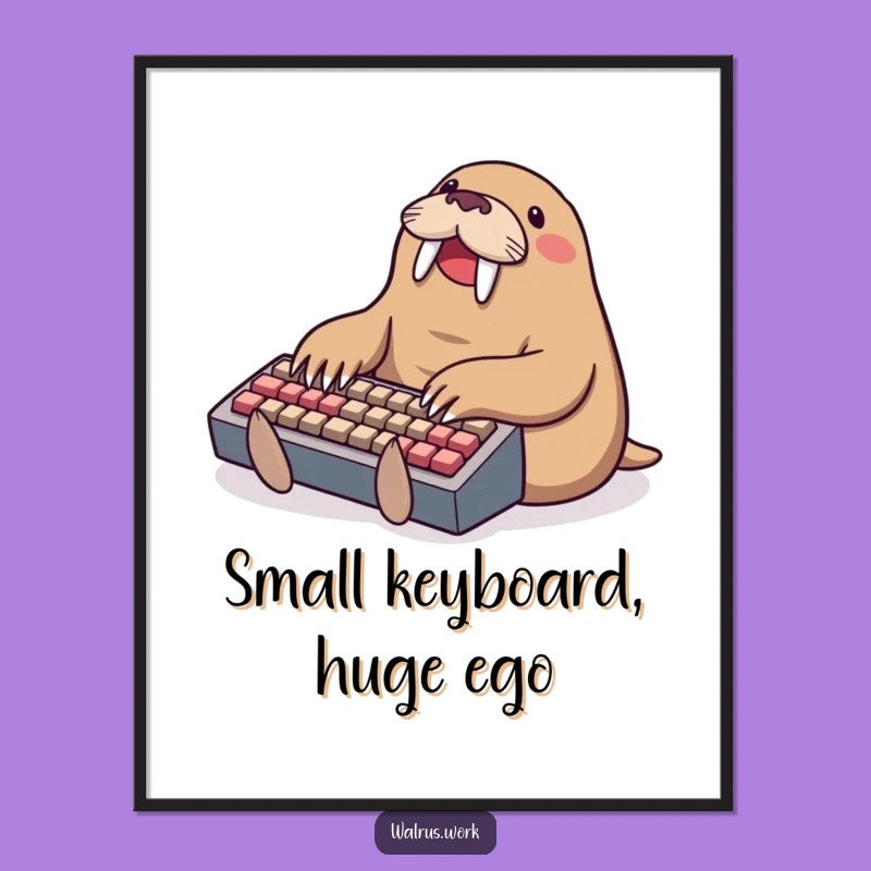 Funny Typing Walrus Poster - Hilarious Art for Digital Spaces