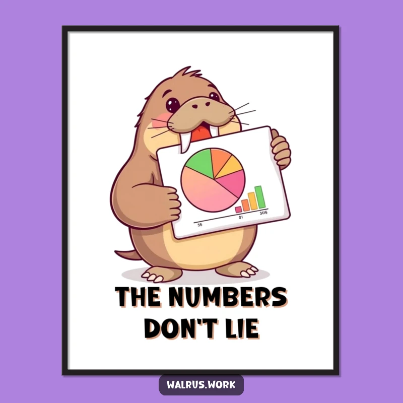 Funny Walrus Pie Chart Poster - Whimsical Business Art Print