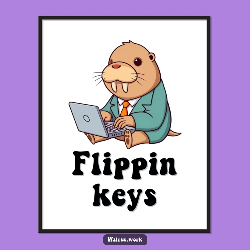 Funny Walrus Suit Laptop Poster: Decorate Your Space with Hilarious Office Art
