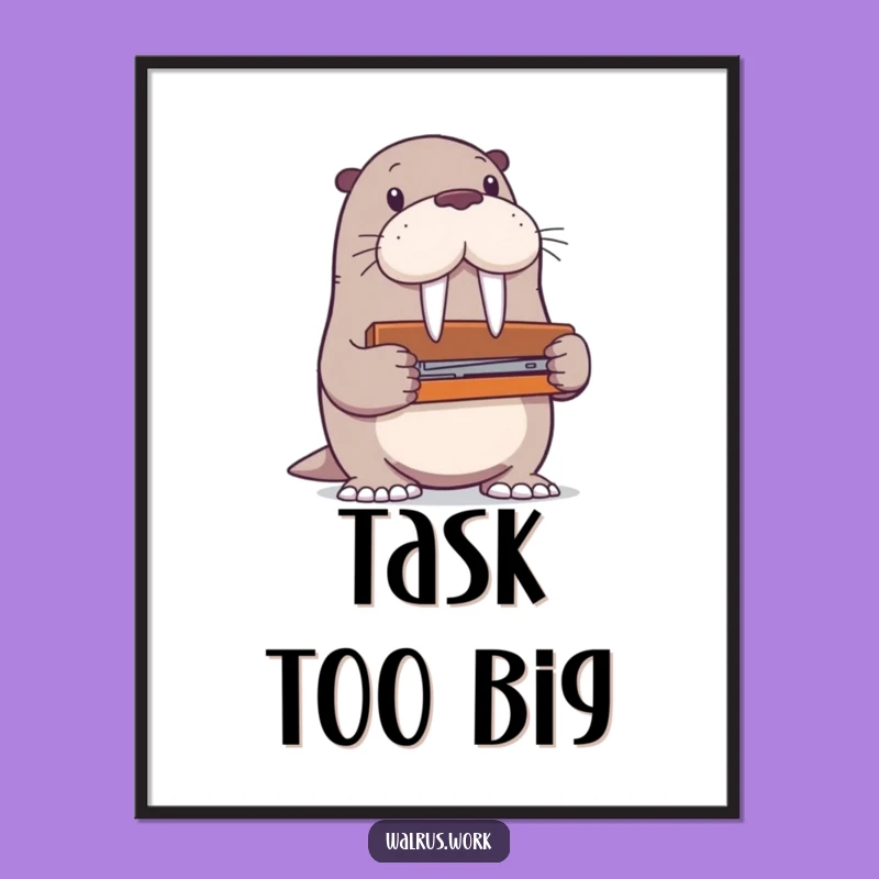 Funny Walrus Stapler Poster: Office Art, Perfect Humor Gift!