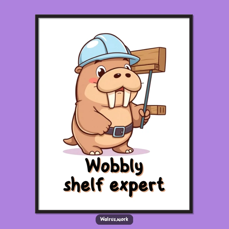Funny Walrus Hard Hat Poster: Hilarious Wall Art for Your Workspace