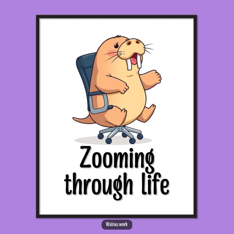 Funny Office Chair Walrus Poster: Inject Action into Your Wall Decor