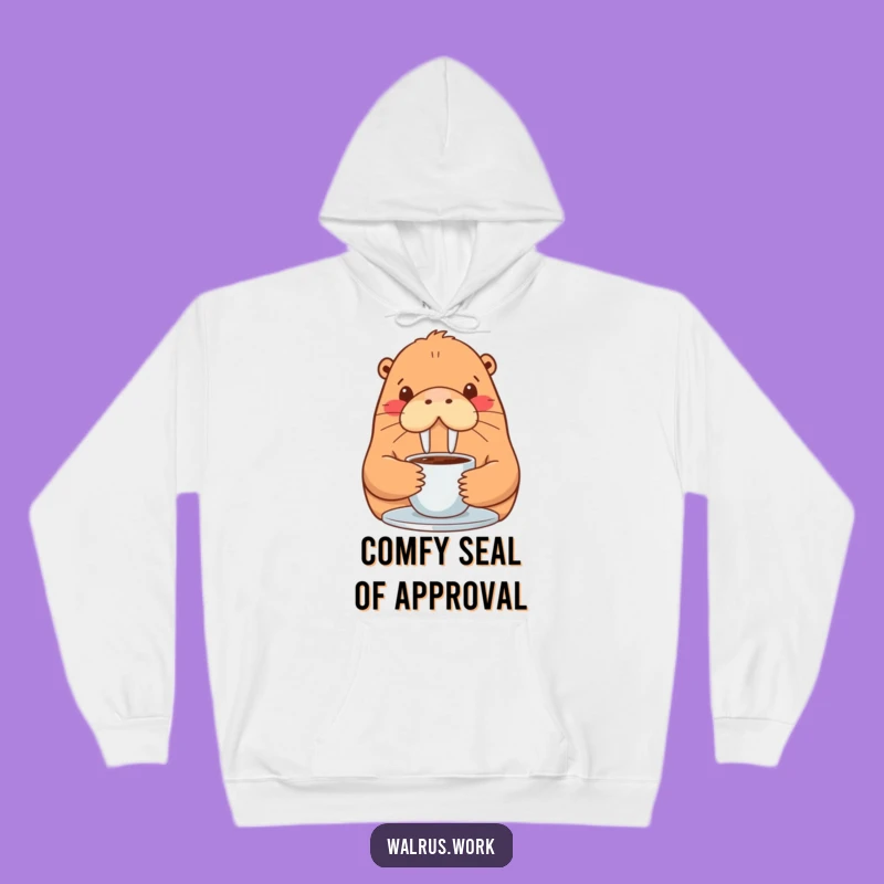 Funny Walrus Hoodie: Cozy Coffee Sip Design, Warm and Humorous Gift
