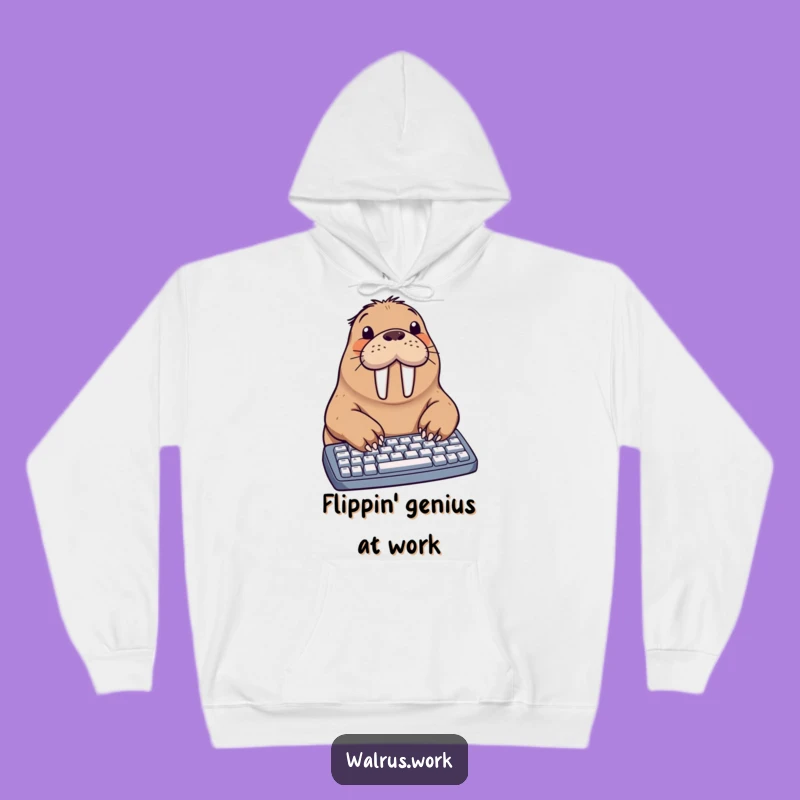 Funny Walrus Typing Hoodie: Cozy and Hilarious Office Wear for Cold Days