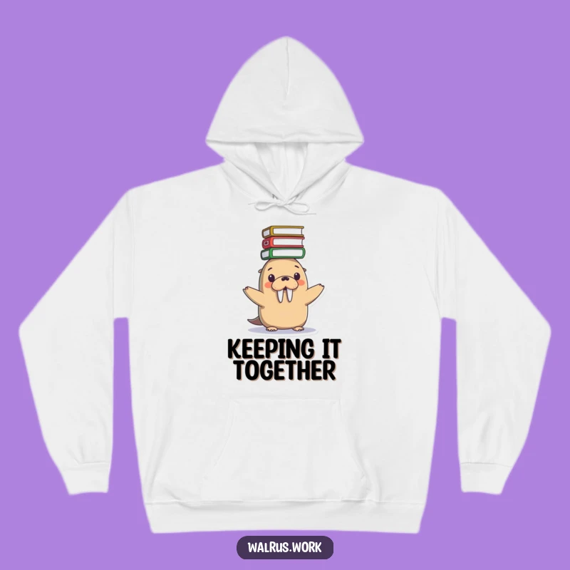Funny Kawaii Walrus File Stack Hoodie - Cozy Up to Hilarious Tasks!