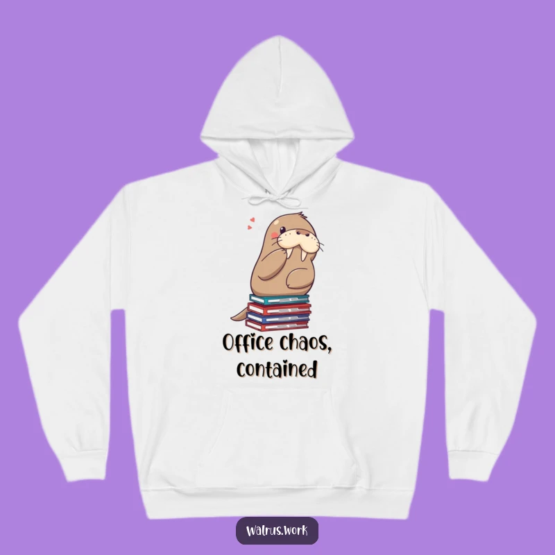Funny Shushing Walrus Hoodie - Cozy Office Humor for Cold Days