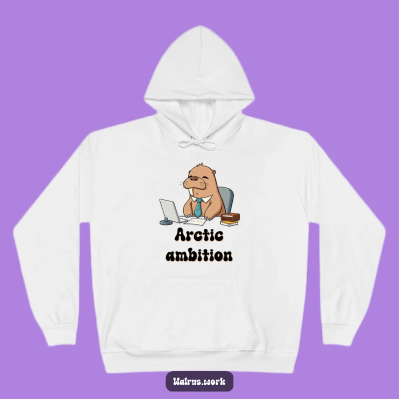 Funny Sleepy Walrus Tie Hoodie: Cozy Office Humor for Drowsy Days