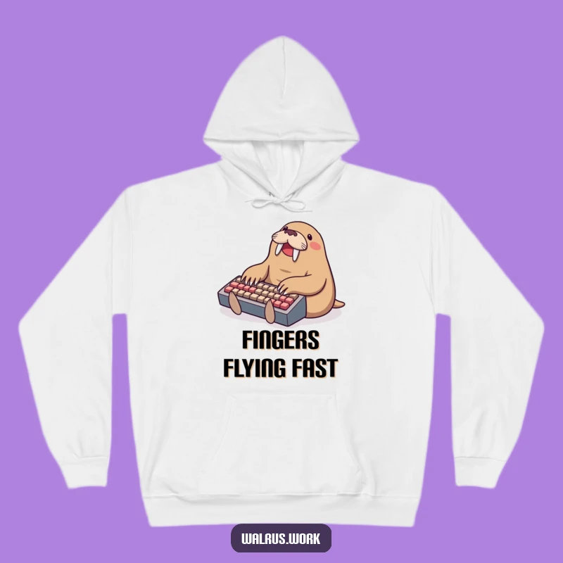 Funny Typing Walrus Hoodie - Cozy Gear for Digital Nomads