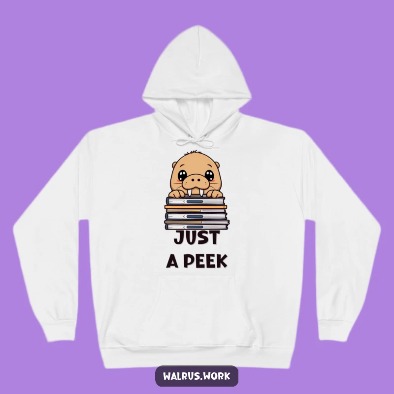 Funny Walrus Peek Hoodie: Cozy Curious Sea Mammal, Perfect Comfy Gag Gift!