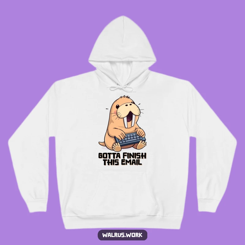 Funny Walrus Typing Hoodie: Cozy Sea Mammal Keyboard Warrior, Ultimate Comfy Gag Gift!