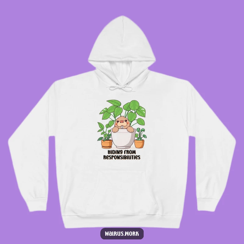 Funny Walrus Hoodie: Cozy and Hilarious Office Plant Guardian Gear!