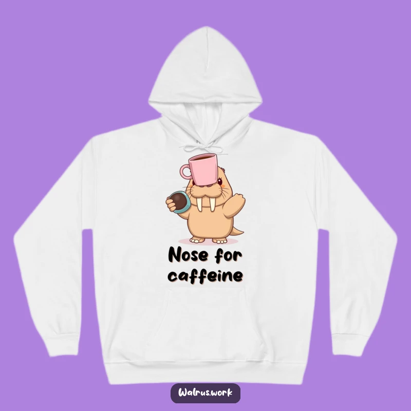 Funny Walrus Balancing Hoodie: Stay Cozy with Hilarious Coffee Vibes, Gift