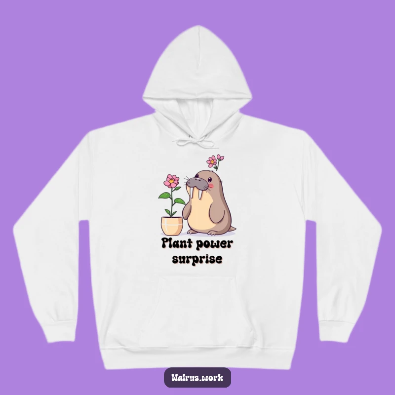 Cozy Funny Walrus Plant Surprise Hoodie: Warm & Whimsical Arctic Comfort