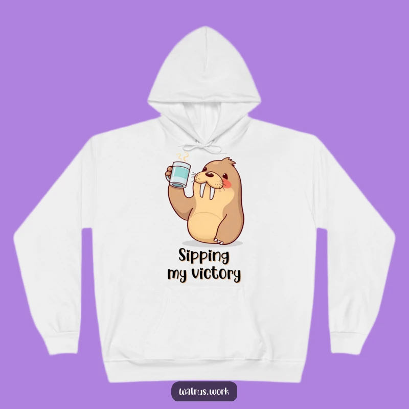 Funny Kawaii Walrus Toast Hoodie - Cozy Up with Hilarious Coffee!