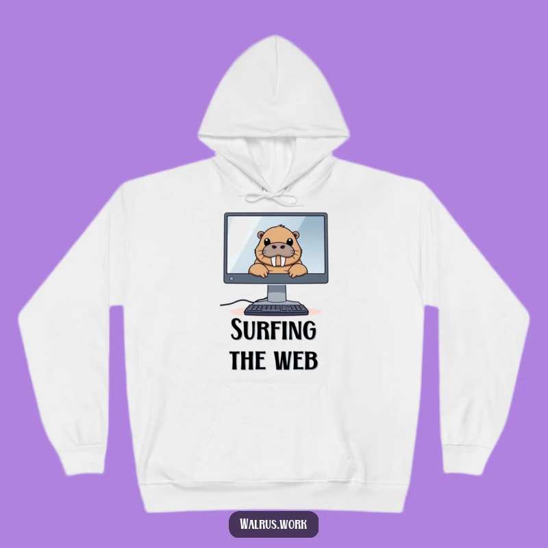 Funny Computer Walrus Hoodie: Cozy Tech Vibes, Ideal Funny Gift