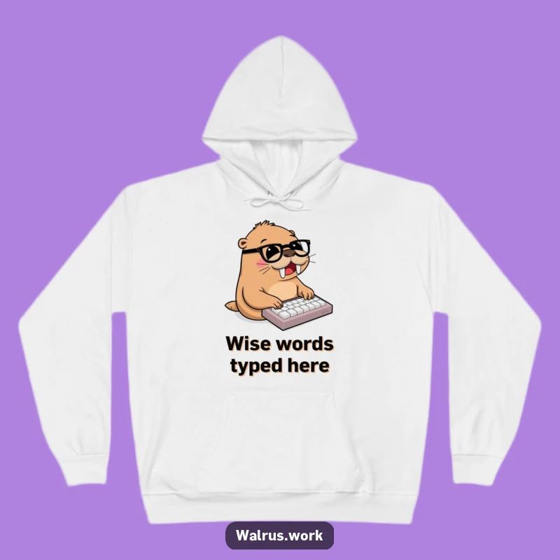 Funny Walrus Typing Keyboard Hoodie - Cozy & Hilarious Office Gift