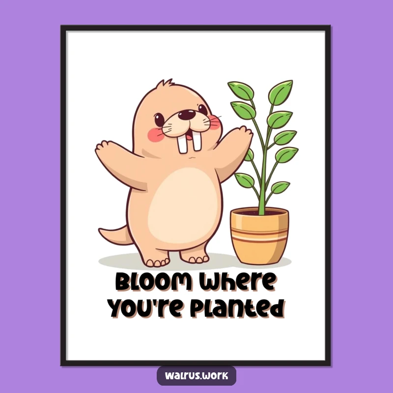 Funny Free Printable Wall Art: Kawaii Walrus Dance, Cheerful Downloadable Decor!