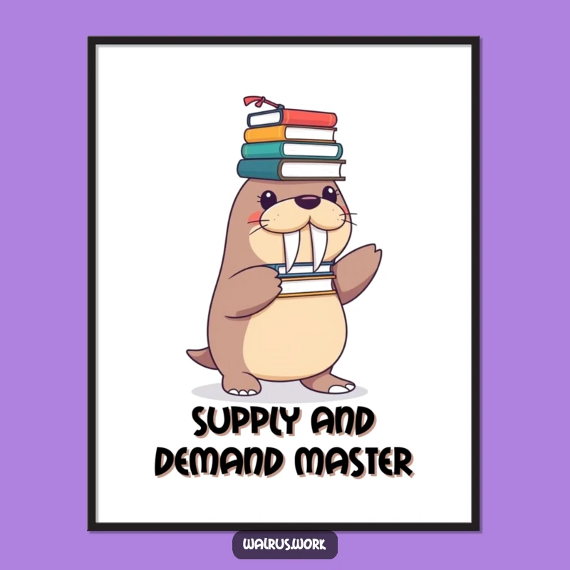 Free Printable Wall Art: Playful Walrus Office Balance Downloadable Art