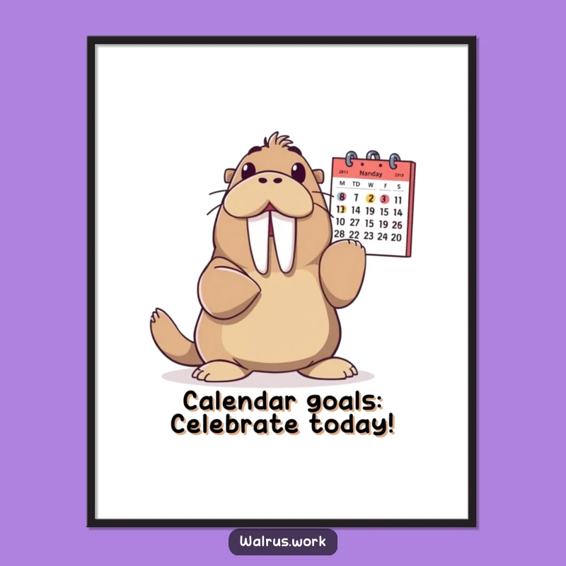 Funny Free Printable Wall Art: Glee Walrus Calendar Enthusiast, Downloadable Art for Fun Decor