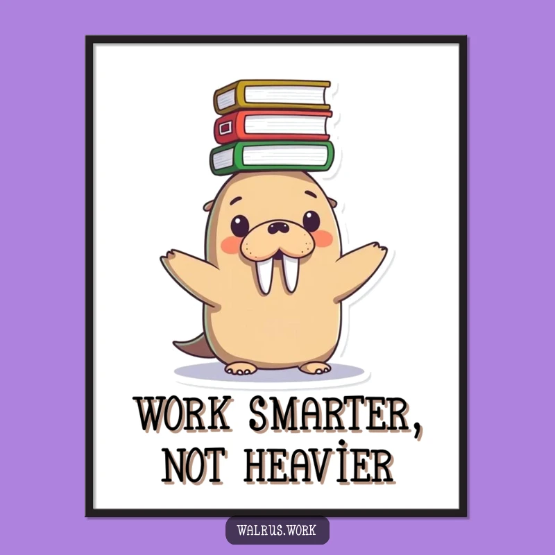 Funny Free Printable Wall Art: Kawaii Walrus Office Humor, Quirky Downloadable Decor!
