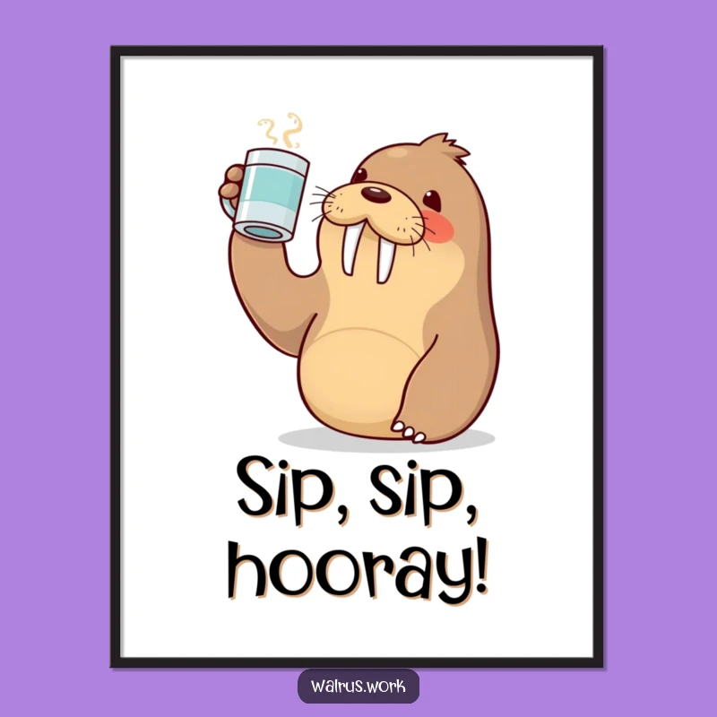 Funny Free Printable Wall Art: Kawaii Walrus Toast, Cheerful Downloadable Decor!