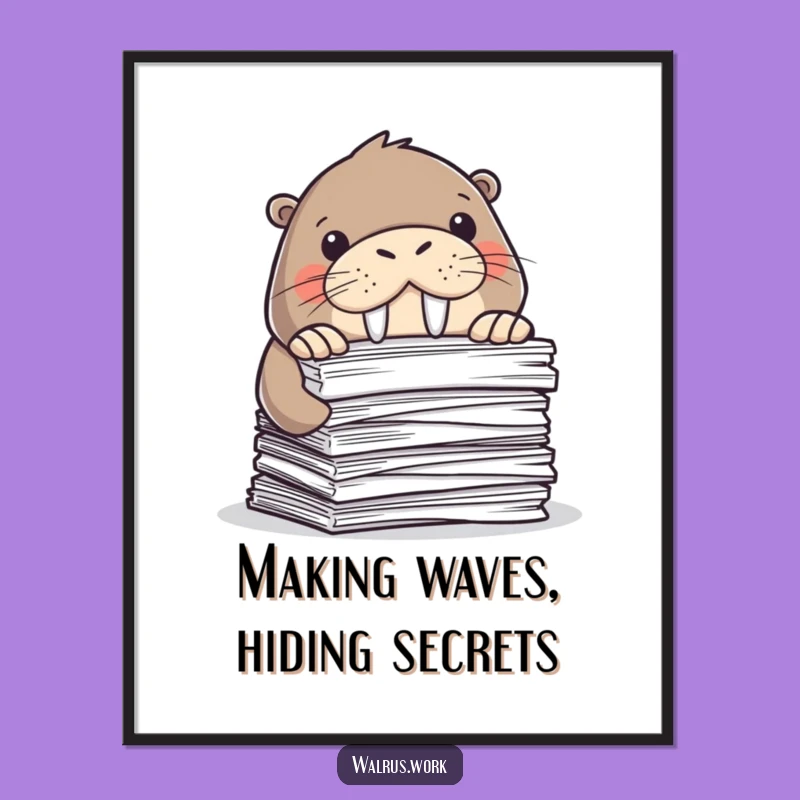Funny Free Printable Wall Art: Walrus Office Mischief - Downloadable Decor