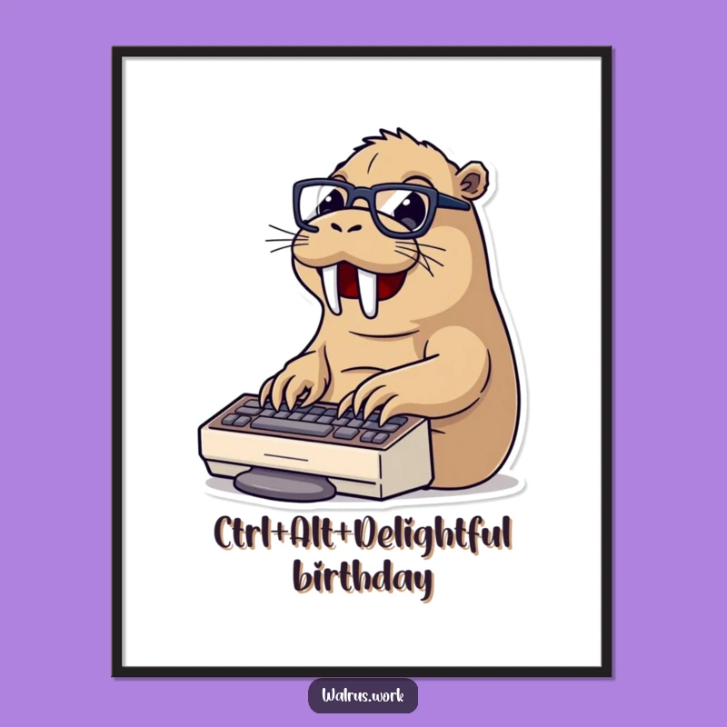 Funny Free Printable Walrus Keyboard Wall Art - Humorous Downloadable Decor