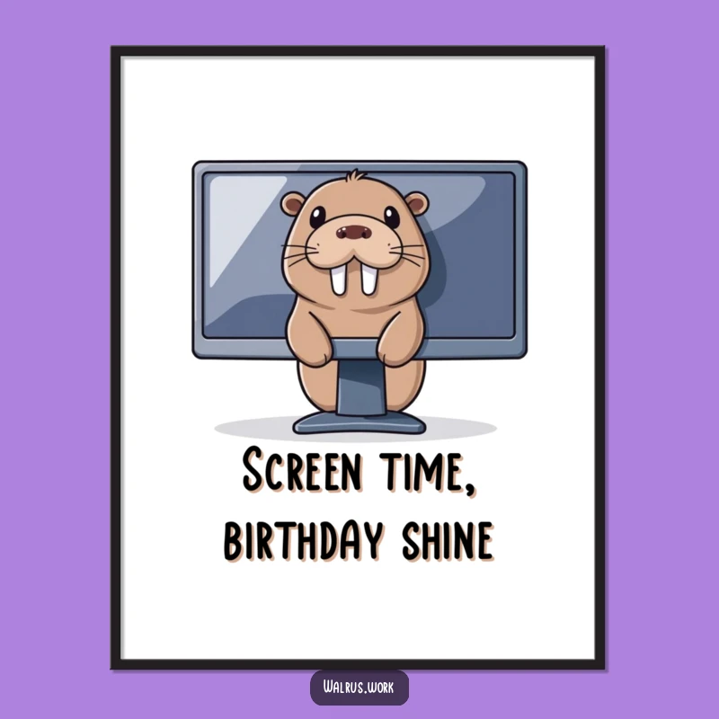 Funny Free Printable Walrus Tech Wall Art - Humorous Downloadable Decor