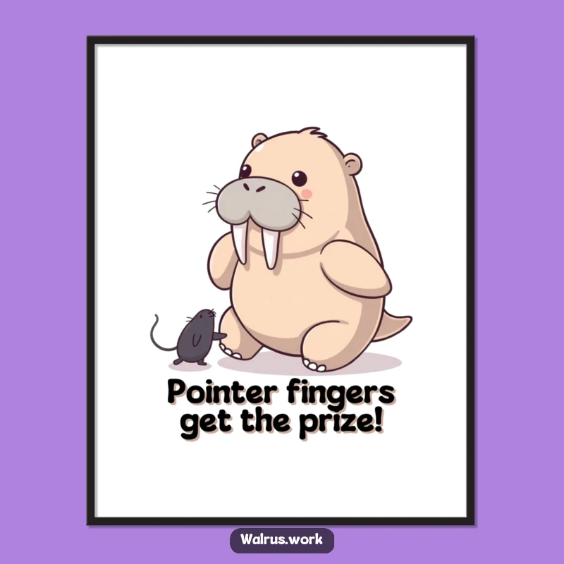 Funny Free Printable Wall Art: Walrus Mouse Pointer Chase, Downloadable Art for Techy Decor