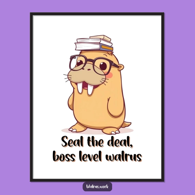 Free Printable Walrus Wall Art: Funny Office Decor Downloadable Decor Gift