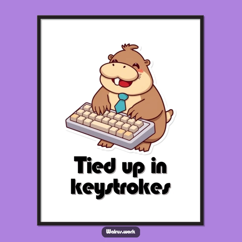 Free Printable Wall Art: Walrus Typing, Tiny Tie Office Humor