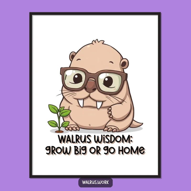 Free Printable Wall Art: Funny Walrus with Glasses, Quirky Downloadable Office Decor