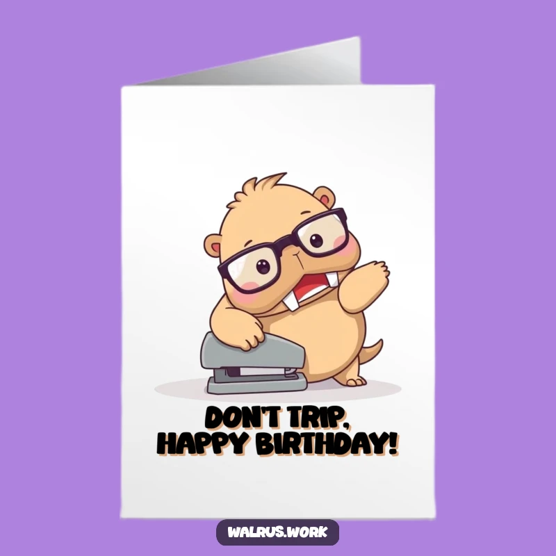 Funny Free Printable Walrus Birthday Card - DIY Office Mishap Downloadable Gift