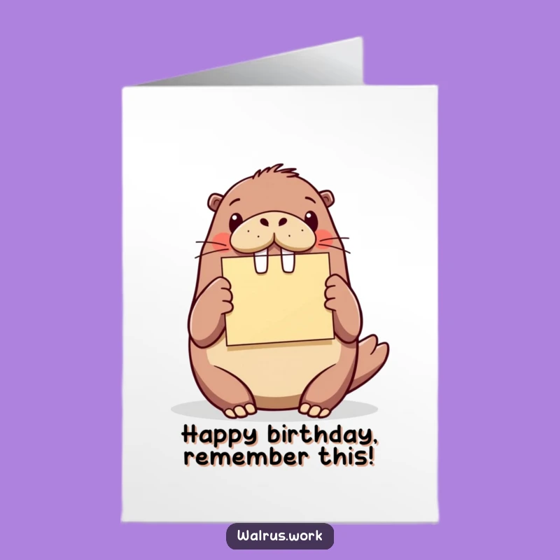 Free Printable Birthday Card: Excited Walrus, Funny Downloadable Gift Surprise