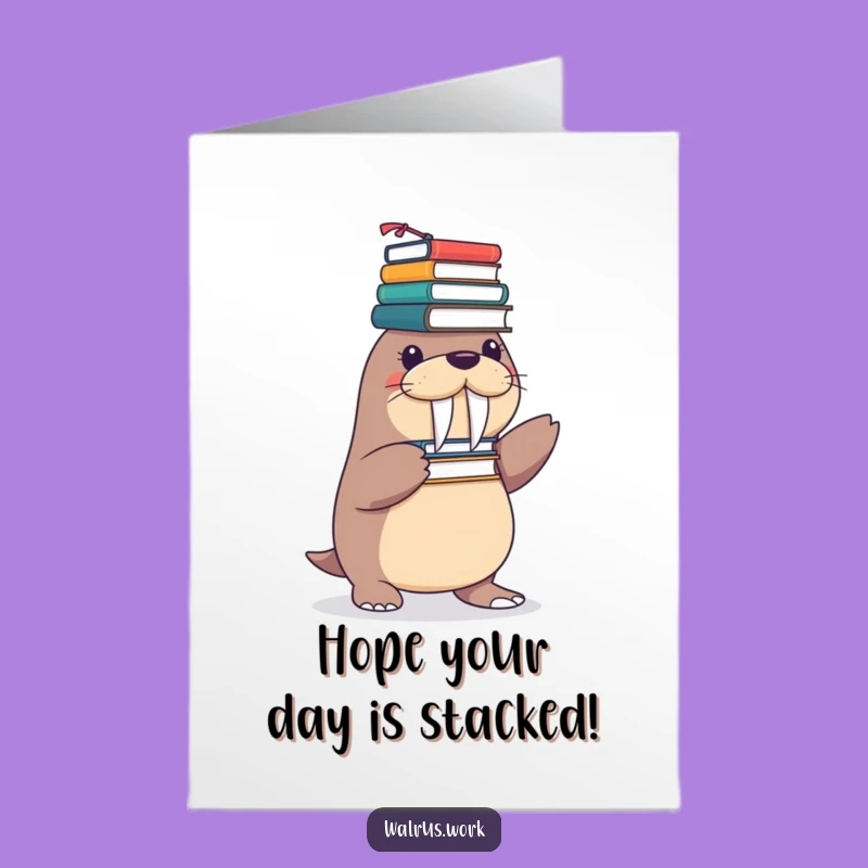 Free Printable Birthday Card: Playful Walrus Office Chaos Funny Gift